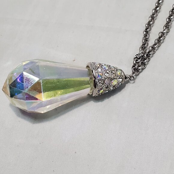 Banana Republic Silver Chain Pear Drop with Rhinestones Necklace: - Picture 7 of 7